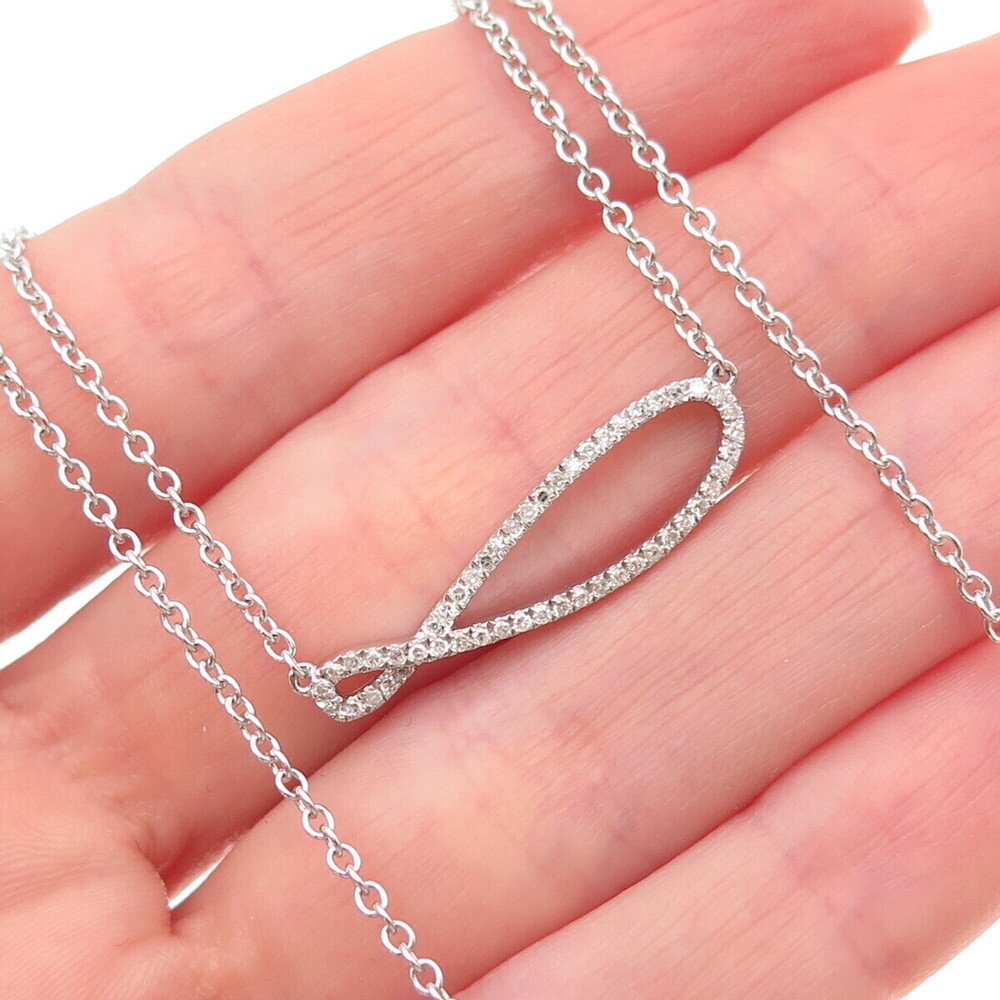 CID Clyde Duneier 925 Sterling Silver Real Diamond Infinity Chain Necklace 18"